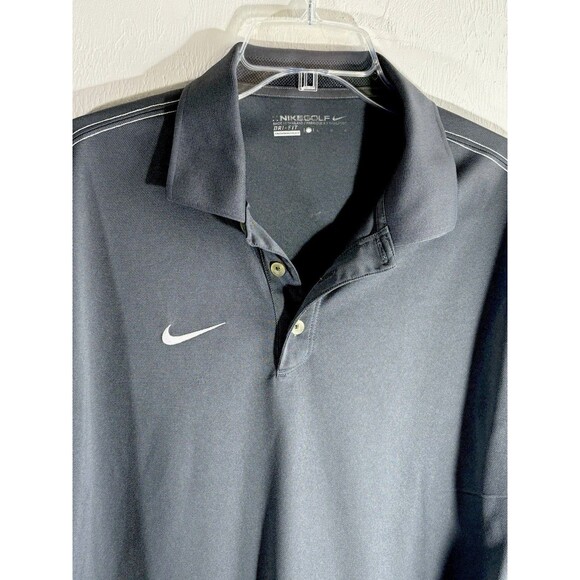 Nike Men’s Large Dri-Fit Golf Polo Shirt Gray Swoosh Lightweight Wicking - Picture 1 of 8